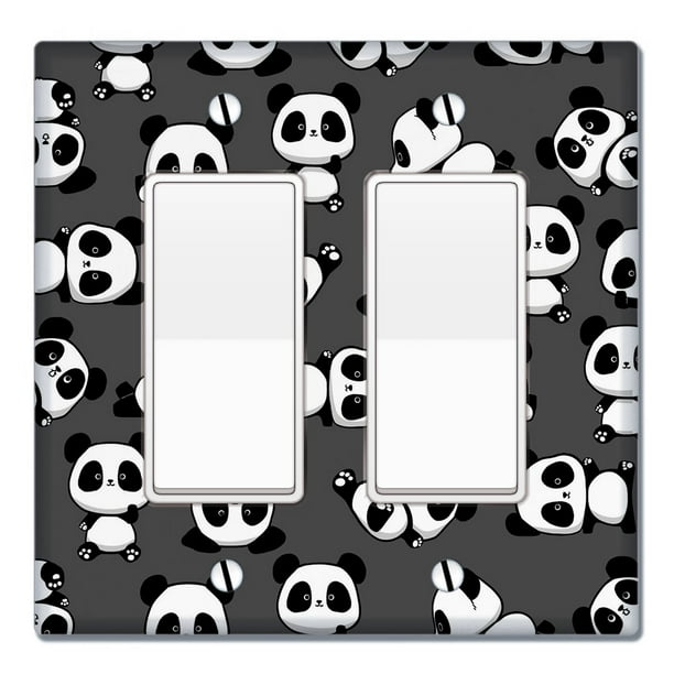 Panda Pattern WIRESTER 2-Gang Decorator Light Switch Plate/Wall Plate Cover Panda Pattern WIRESTER 2-Gang Decorator Light Switch Plate/Wall Plate Cover